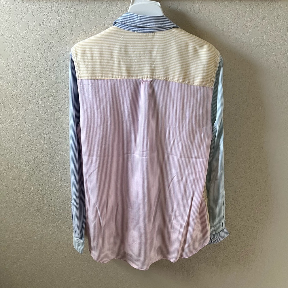 BeachLunchLounge Collection Women’s Colorblock Striped Button-Down Shirt Size M - Picture 6 of 9